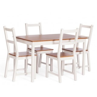 Обеденный комплект Соната(стол+4 стула)/массив сосны,стол:120х75х73см стул :41х50х95см,антик/белый